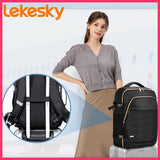 Lekesky Women's 40L Carry On Backpack - Flight Approved, Fits 17" Laptop & Under Seat, Includes 6 Packing Cubes (Black)