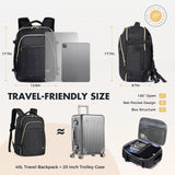 Lekesky Women's 40L Carry On Backpack - Flight Approved, Fits 17" Laptop & Under Seat, Includes 6 Packing Cubes (Black)