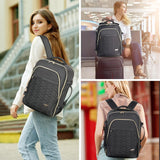 Lekesky Women's 40L Carry On Backpack - Flight Approved, Fits 17" Laptop & Under Seat, Includes 6 Packing Cubes (Black)
