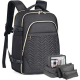 Lekesky Women's 40L Carry On Backpack - Flight Approved, Fits 17" Laptop & Under Seat, Includes 6 Packing Cubes (Black)