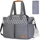 Lekebaby Baby Nappy Changing Bag Satchel Messenger Large Capacity, Arrow Print, Grey