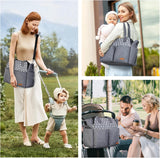 Lekebaby Baby Nappy Changing Bag Satchel Messenger Large Capacity, Arrow Print, Grey