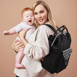 Lekebaby Nappy Changing Bag Backpack - Baby Changing Bag with Portable Changing Mat and Stroller Straps for Mom & Dad, Arrow Print, Black