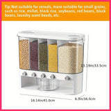 Lekesky - Wall-Mounted 5-Grain Dry Food Dispenser - 25 lbs Capacity, Space-Saving Kitchen Storage for Rice, Beans & Small Grains w/Measuring Cup