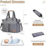 Lekebaby Baby Nappy Changing Bag Satchel Messenger Large Capacity, Arrow Print, Grey