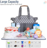 Lekebaby Baby Nappy Changing Bag Satchel Messenger Large Capacity, Arrow Print, Grey