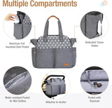 Lekebaby Baby Nappy Changing Bag Satchel Messenger Large Capacity, Arrow Print, Grey