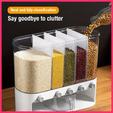 Lekesky - Wall-Mounted 5-Grain Dry Food Dispenser - 25 lbs Capacity, Space-Saving Kitchen Storage for Rice, Beans & Small Grains w/Measuring Cup