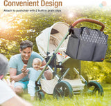 Lekebaby Baby Nappy Changing Bag Satchel Messenger Large Capacity, Arrow Print, Grey