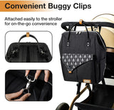 Lekebaby Nappy Changing Bag Backpack - Baby Changing Bag with Portable Changing Mat and Stroller Straps for Mom & Dad, Arrow Print, Black