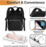 Lekebaby Nappy Changing Bag Backpack - Baby Changing Bag with Portable Changing Mat and Stroller Straps for Mom & Dad, Arrow Print, Black
