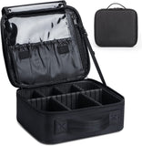 Lekebaby Makeup Case Waterproof Makeup Train Case Cosmetic Bag with Adjustable Dividers, Travel Makeup Bag, Black