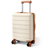 Lekebaby 16 Inch Hard Shell Spinner Suitcase, Cream & Tan