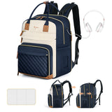 Lekebaby Expandable Diaper Bag Backpack, Navy Blue & Cream, 25L–37L