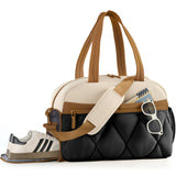 Lekebaby 25L Travel & Gym Duffel Bag with Shoe Compartment, Beige and Brown
