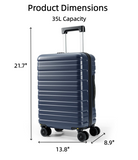 Lekebaby 20-Inch Navy Hard-Shell Spinner Suitcase, 35L