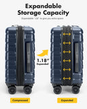 Lekebaby 18 Inch Expandable Hard Shell Spinner Suitcase, Navy Blue, 30L
