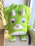 Lekesky Kids Backpack with Leash for Toddlers Boys and Girls, Cute School bags, 3D Dinosaur Backpack, Green