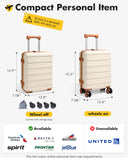 Lekebaby 16 Inch Hard Shell Spinner Suitcase, Cream & Tan