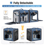 Lekebaby 2-in-1 Double Pet Carrier for Cats & Small Dogs, Blue