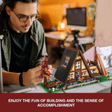 Ponhog A-Frame Cabin Building Set - Wooden House Mini Bricks Toy Display Model Set for Adult and Teen Toy building blocks (1917 Pcs, Not Compatible with Lego)