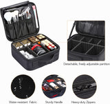 Lekebaby Makeup Case Waterproof Makeup Train Case Cosmetic Bag with Adjustable Dividers, Travel Makeup Bag, Black