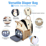 Lekebaby Expandable Diaper Bag Backpack, Cream & Tan, 25L–37L