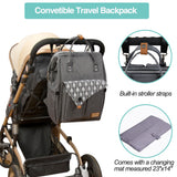 Lekebaby Diaper Bag Backpack with Stroller Straps Multifunction Baby Diaper Backpack, Gray