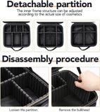 Lekebaby Makeup Case Waterproof Makeup Train Case Cosmetic Bag with Adjustable Dividers, Travel Makeup Bag, Black