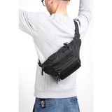 ModaCarry Tactical Bum Bag Waist Bag Chest Bag Men's MOLLE Belt Bag Waterproof Large Fanny Pack for Travel Hiking Cycling Camping Dog Walking with Cup Bag (Black)
