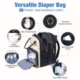 Lekebaby Expandable Diaper Bag Backpack, Black & Cream, 25L–37L