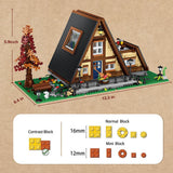 Ponhog A-Frame Cabin Building Set - Wooden House Mini Bricks Toy Display Model Set for Adult and Teen Toy building blocks (1917 Pcs, Not Compatible with Lego)