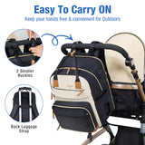 Lekebaby Expandable Diaper Bag Backpack, Black & Cream, 25L–37L