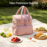 Lekebaby 9.8L Double-Deck Insulated Lunch Bag Pink