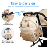 Lekebaby Expandable Diaper Bag Backpack, Cream & Tan, 25L–37L