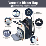 Lekebaby Expandable Diaper Bag Backpack, Navy Blue & Cream, 25L–37L