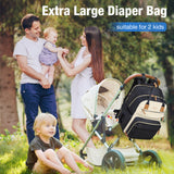 Lekebaby Expandable Diaper Bag Backpack, Black & Cream, 25L–37L
