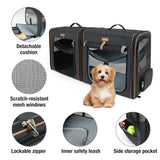 Lekebaby 2-in-1 Double Pet Carrier for Cats & Small Dogs, Black