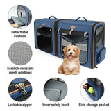 Lekebaby 2-in-1 Double Pet Carrier for Cats & Small Dogs, Blue