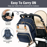 Lekebaby Expandable Diaper Bag Backpack, Navy Blue & Cream, 25L–37L