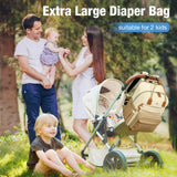 Lekebaby Expandable Diaper Bag Backpack, Cream & Tan, 25L–37L