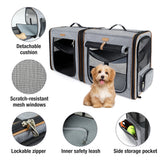 Lekebaby 2-in-1 Double Pet Carrier for Cats & Small Dogs, Gray
