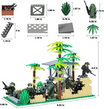 Peppsky WW2 Army Military Weapon Toys, Jungle Wars Sets with 6PCS Soldier Figures Compatible with All Major Brands - Building Block Toy Battle Sets for Kids
