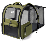 Large Cat Backpack Carrier Expandable Pet Carrier Backpack for Small Dogs Medium Cats Fit Up to 18 Lbs, Dog Backpack Carrier, Foldable Puppy Backpack Carrier for Travel, Hiking,Dark Green