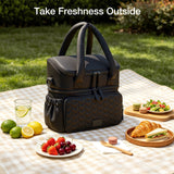 Lekebaby 16.4L Double-Deck Insulated Lunch Bag Black