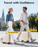 Lekebaby 16 Inch Hard Shell Spinner Suitcase, Cream & Tan
