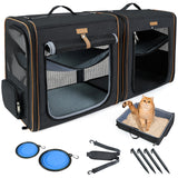 Lekebaby 2-in-1 Double Pet Carrier for Cats & Small Dogs, Black