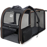 Lekebaby Expandable Pet Carrier Backpack for Cats & Small Dogs, Black