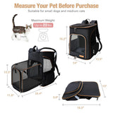Lekersky Cat Backpack Expandable Pet Carrier Backpack for Small Cats and Dogs, Airline-Approved Foldable Dog Carrier Backpack with Inner Safety Leash, Grey