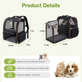 Lekebaby XL Expandable Pet Carrier Backpack for Cats & Small Dogs, Black